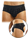 Slip Bottomless Pied De Poule - Noir